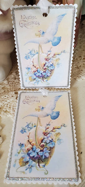 Easter Tag Easter Greetings Dove n Egg