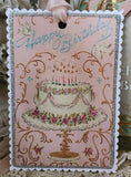Gift Tag Happy Birthday Cake n Birds