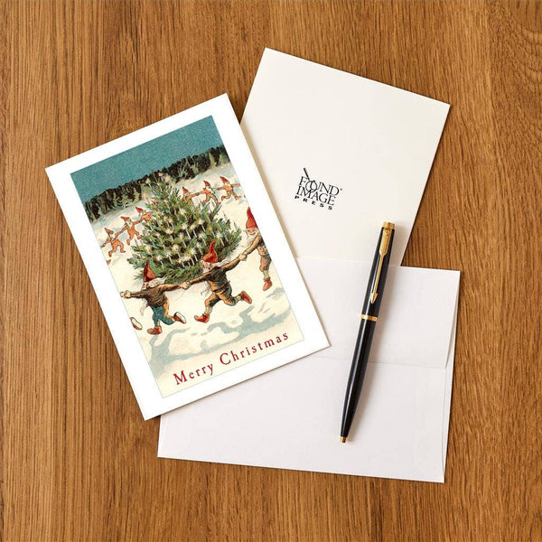 Greeting Card MC-415 Merry Christmas, Elves Dancing Around T