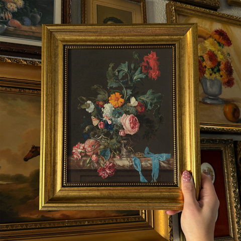 Vintage Style Moody Flowers Vase Art Print Framed Size 8x10: PRINT WITH FRAME