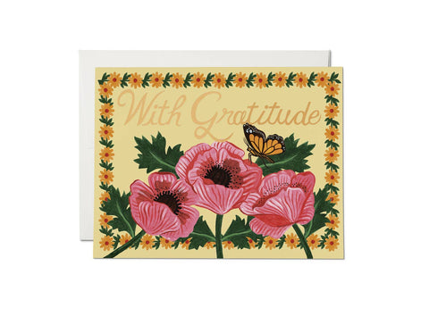 With Gratitude Poppies thank you greeting card: Singles