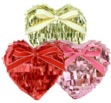 Refillable Mini 4" Tabletop Piñata - Metallic Fringe Heart: Pink