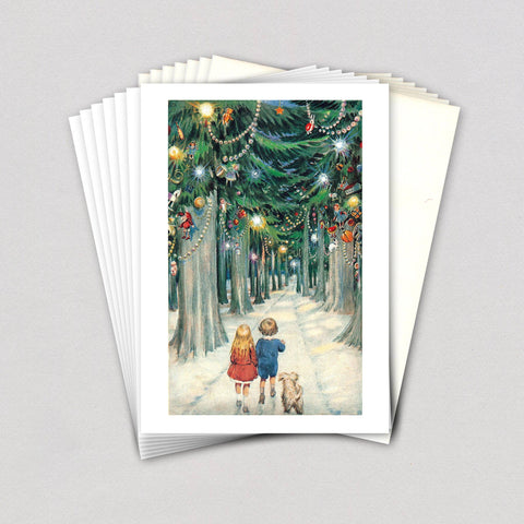 Children in a Christmas Forest - Boxed Christmas Cards