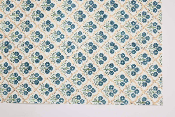 Block Printed Wrapping Paper Sheets - Trellis Indigo