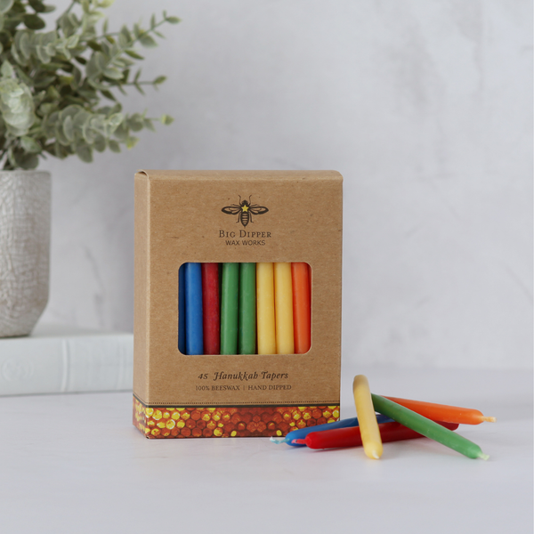 Hanukkah Beeswax Taper Candles: Natural