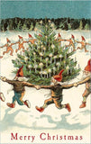 Greeting Card MC-415 Merry Christmas, Elves Dancing Around T
