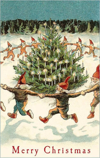 Greeting Card MC-415 Merry Christmas, Elves Dancing Around T