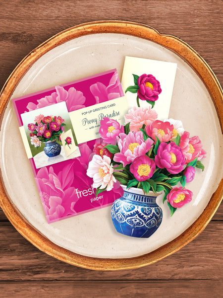 Mini Peony Paradise (10 Pop-up Greeting Cards)