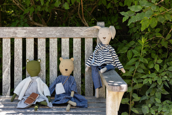 Ruthie the Rabbit – Heirloom Wool Doll in Harbor Stripe Set
