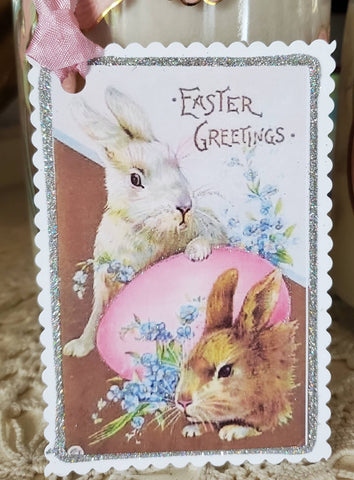 Easter Bunnies n Pink Egg Gift Tag