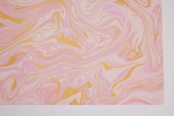 Hand Marbled Wrapping Paper Sheets - Free Spirit Marshmallow