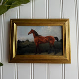 Vintage Style Brown Horse in Landscape Art Print Framed : PRINT WITH FRAME