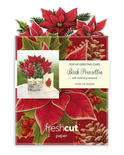 Mini Birch Poinsettia (10 Pop-up Greeting Cards)