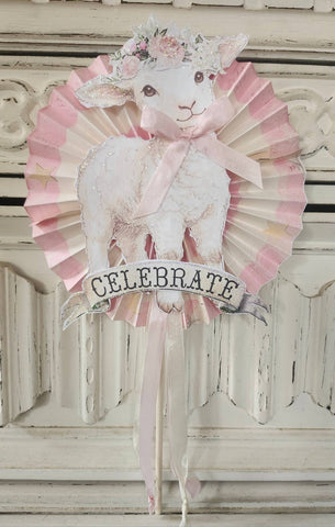 Spring Lamb n Roses Celebrate Wand Decoration
