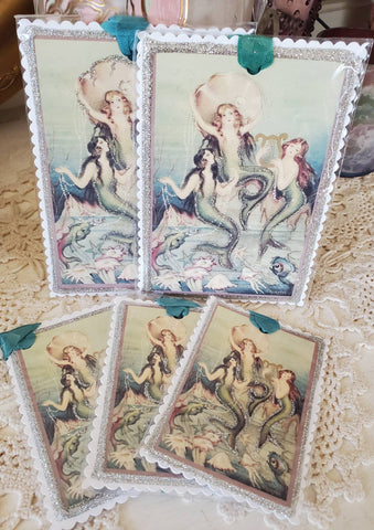 Mermaids n Clam Shell Gift Tag: Large