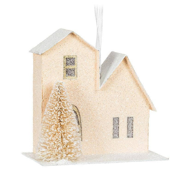 Pastel House & Tree Ornaments- Set of 6 - 3.5"H