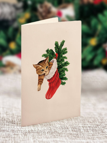Mini Meowy Christmas Tree (10 Pop-up Greeting Cards)