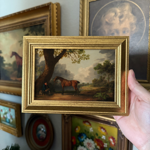Vintage Style landscape and horse Art Print Framed: PRINT WITH FRAME
