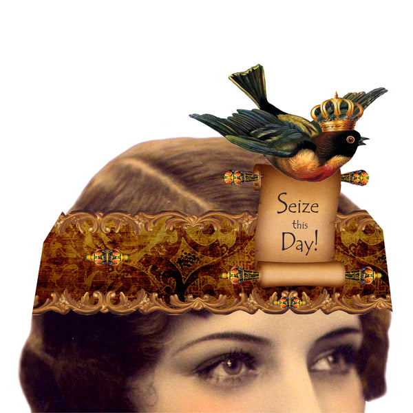 Greeting Card with Tiara, Seize This Day, Sparrow