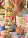 Mini Blooming Birthday Cake (10 Mini Pop-up Greeting Cards)