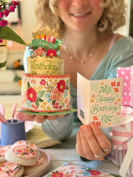 Mini Blooming Birthday Cake (10 Mini Pop-up Greeting Cards)