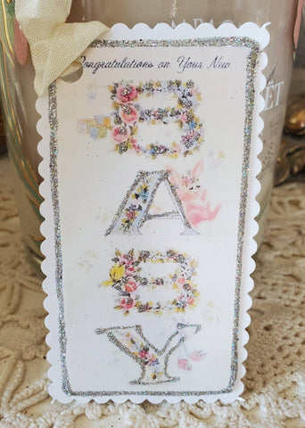 Vintage Congratulations Baby Gift Tag Keepsake