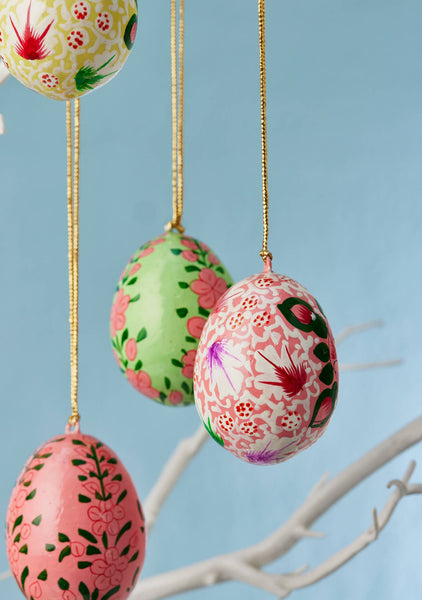 Kashmiri Flower Handpainted Easter Egg Hanging Decoration