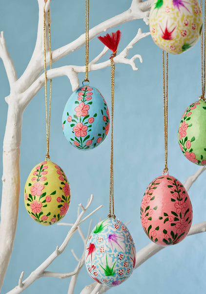 Kashmiri Flower Handpainted Easter Egg Hanging Decoration