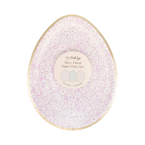 PLPL893 - Ditsy Floral Egg Paper Plate Set