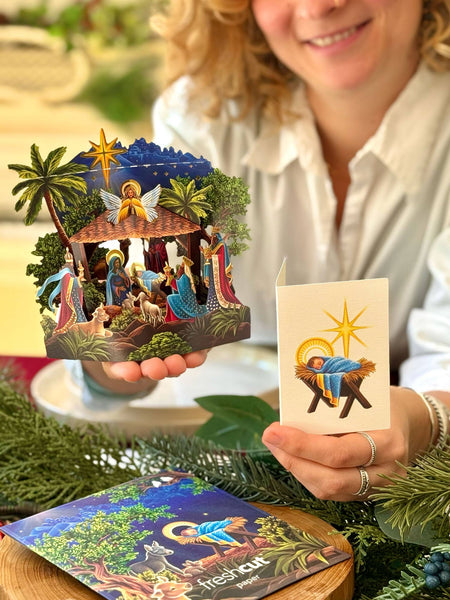 Mini Nativity (10 Mini Pop-up Greeting Cards)