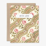 With Love Card | Roses | Friendship | Valentine: Packaged in Plastic Sleeves