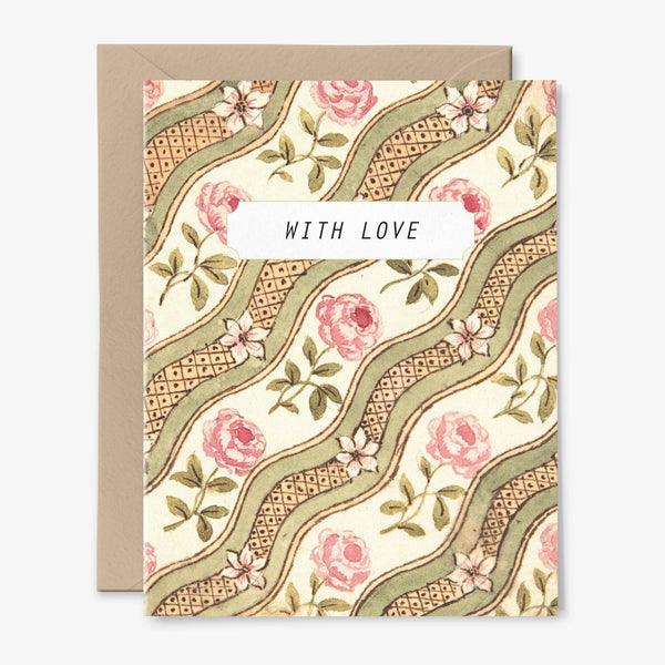 With Love Card | Roses | Friendship | Valentine: Packaged in Plastic Sleeves