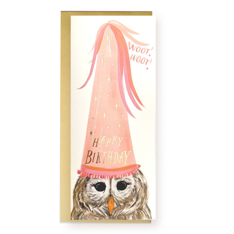 Owl Birthday Hat Happy Birthday Greeting Card