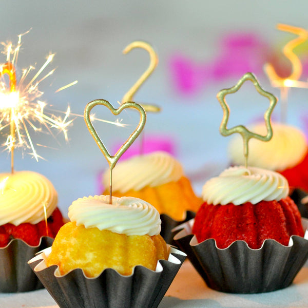 Refill- Mini Gold Number Sparkler 4": Mini Gold Number - Heart