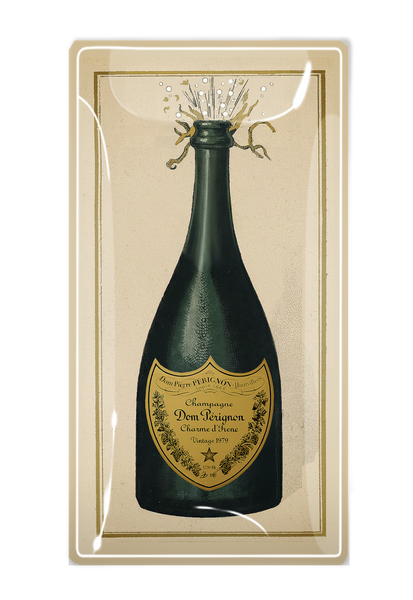 Dom Pérignon Brut Champagne Glass Decoupage Tray: 4"x 9"