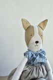 Fig the Frenchie –Heirloom Wool Doll in Liberty Floral Blouse & Flax Linen Skirt