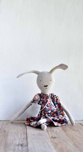 Ruthie the Rabbit – Heirloom Wool Doll in Liberty Floral