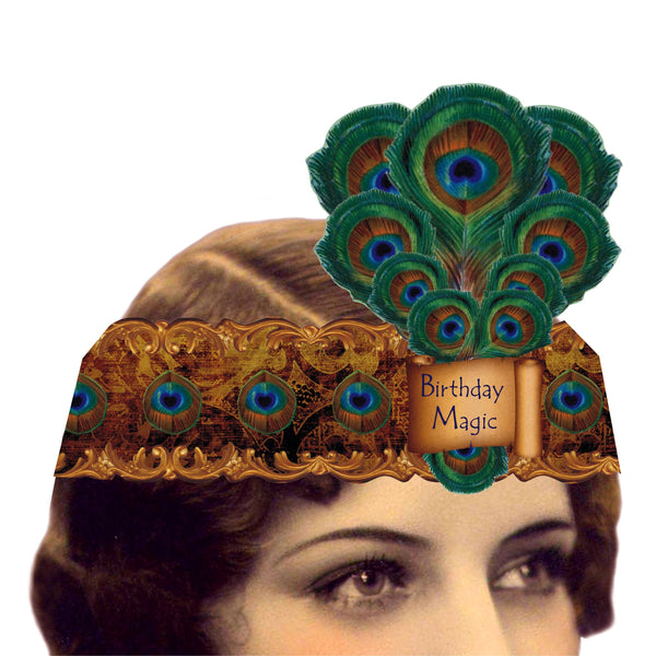 Greeting Card with Tiara, Birthday Magic, Peacock