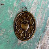 Brass Medallions: Oval Crown Hearts
