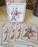 Paris Eiffel Tower Roses Printemps Gift Tag Keepsake