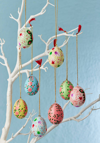 Kashmiri Flower Handpainted Easter Egg Hanging Decoration