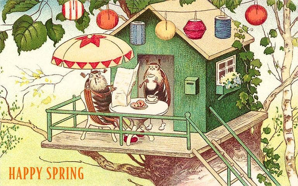 Greeting Card EA-191 Happy Spring, Beetles at Breakfast