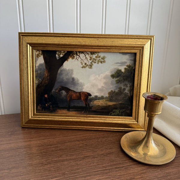 Vintage Style landscape and horse Art Print Framed: PRINT WITH FRAME