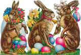 Postcard EA-113 Three Rabbits with Eggs and Flowers