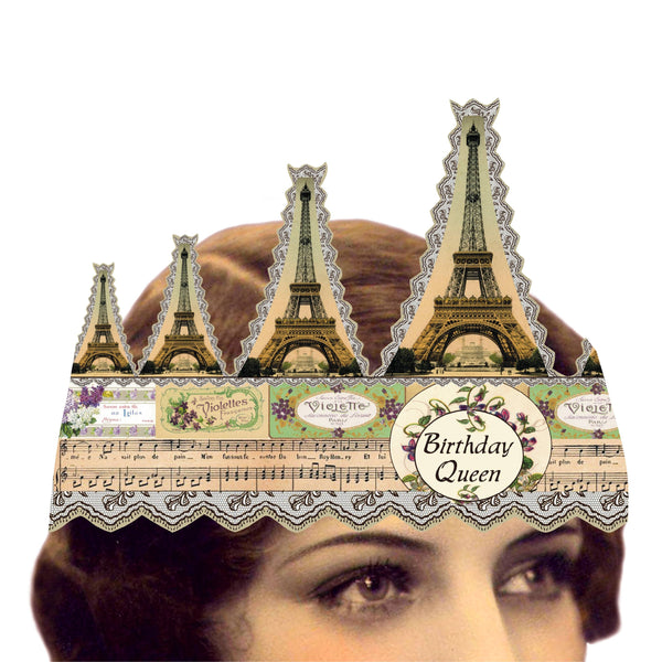 Greeting Card with Tiara, Birthday Queen, Paris