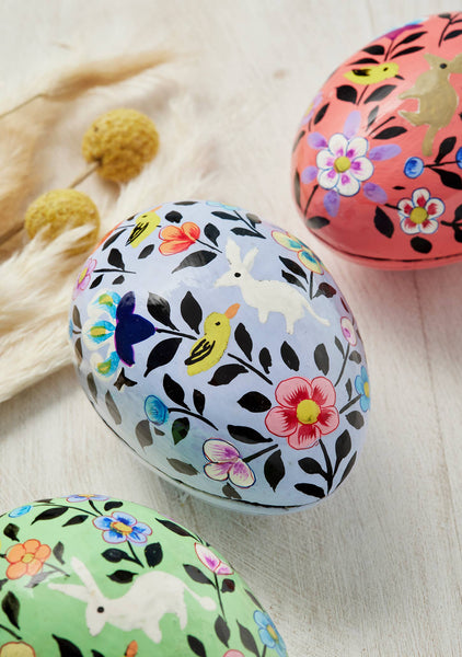 Kashmiri Bunny&Chick Hand Painted Egg Gift Box