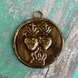 Brass Medallions: Oval Crown Hearts