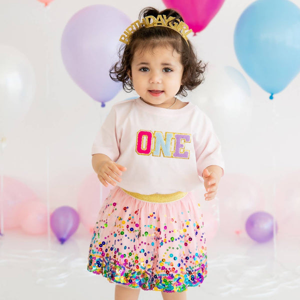 Pink Confetti Tutu - Dress Up Skirt - Kids Tutu: 6-8Y