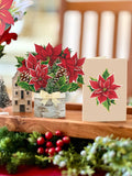 Mini Birch Poinsettia (10 Pop-up Greeting Cards)