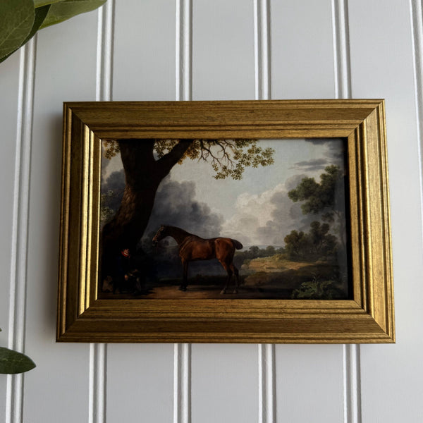 Vintage Style landscape and horse Art Print Framed: PRINT WITH FRAME